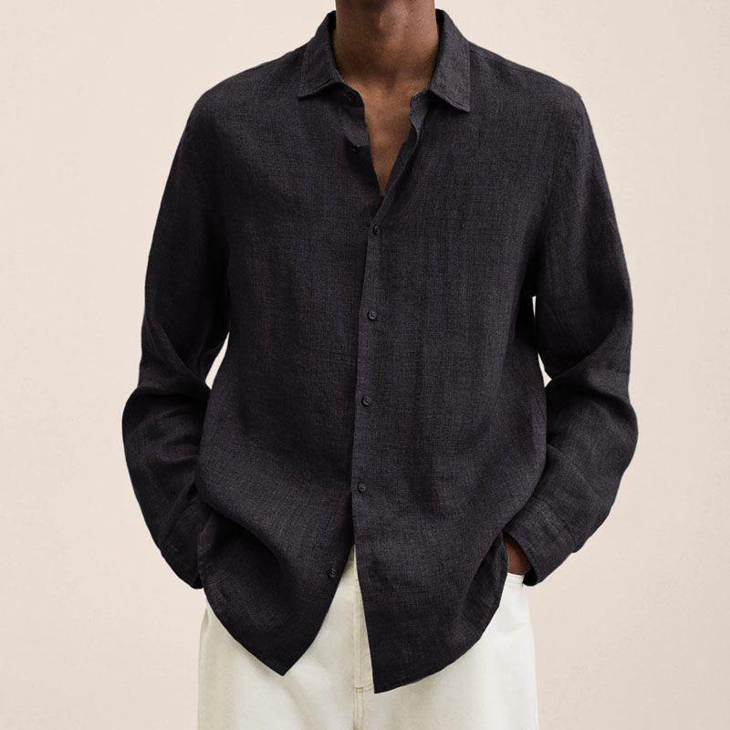 Camisa de solapa de manga larga para hombre, cárdigan con botones sueltos, camiseta, Top, ropa para hombre
