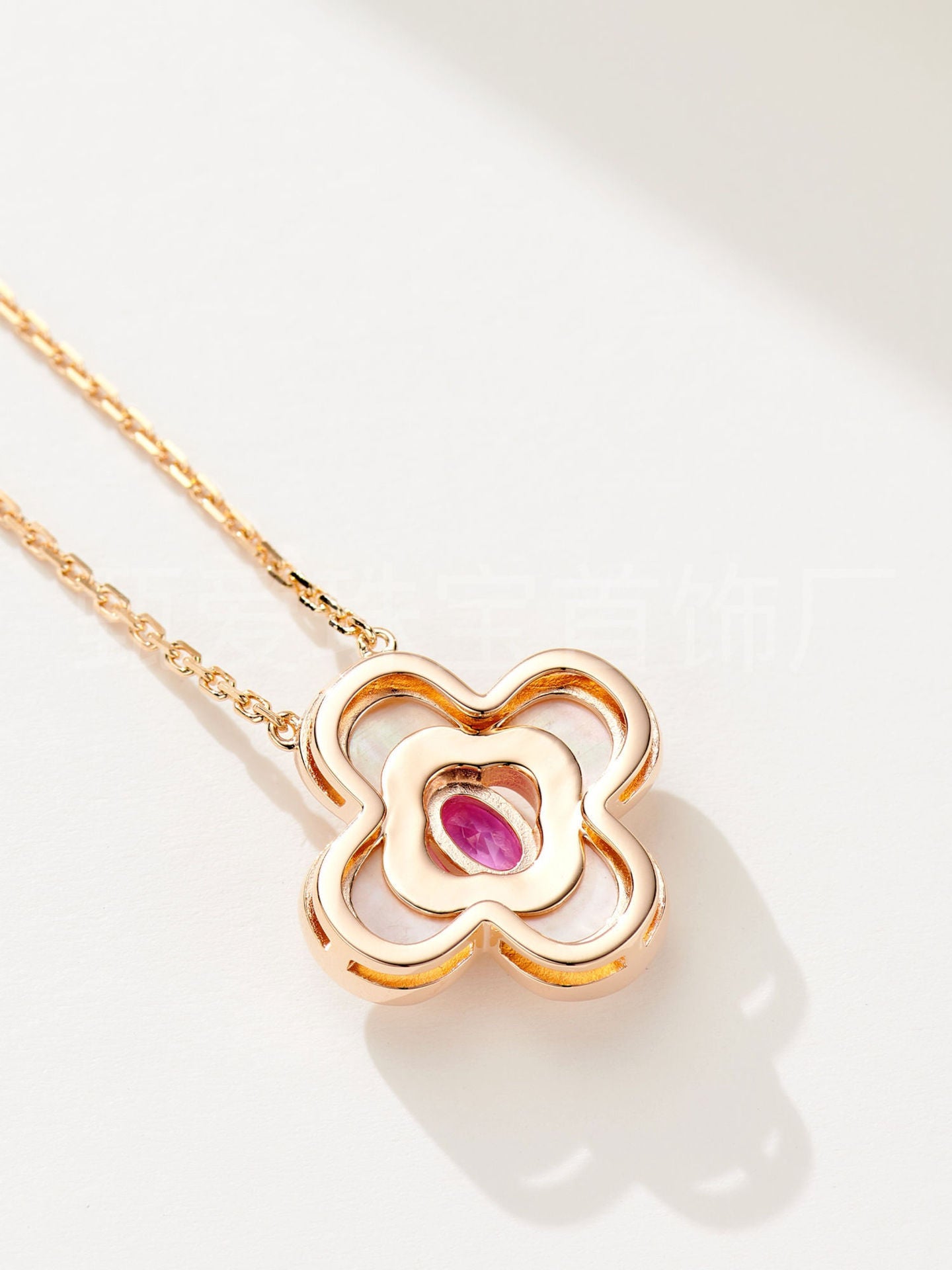 Elegant Geometric Necklace | Silver with White/Rose Gold