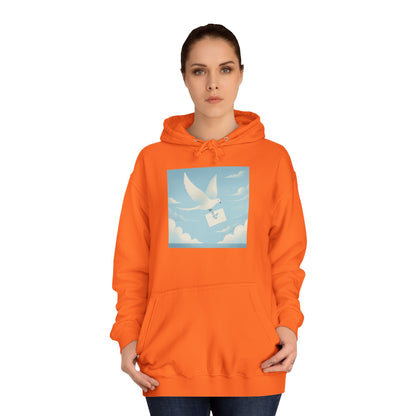 Bird Envelope College Hoodie - Pastel Romantic Minimalistic Design