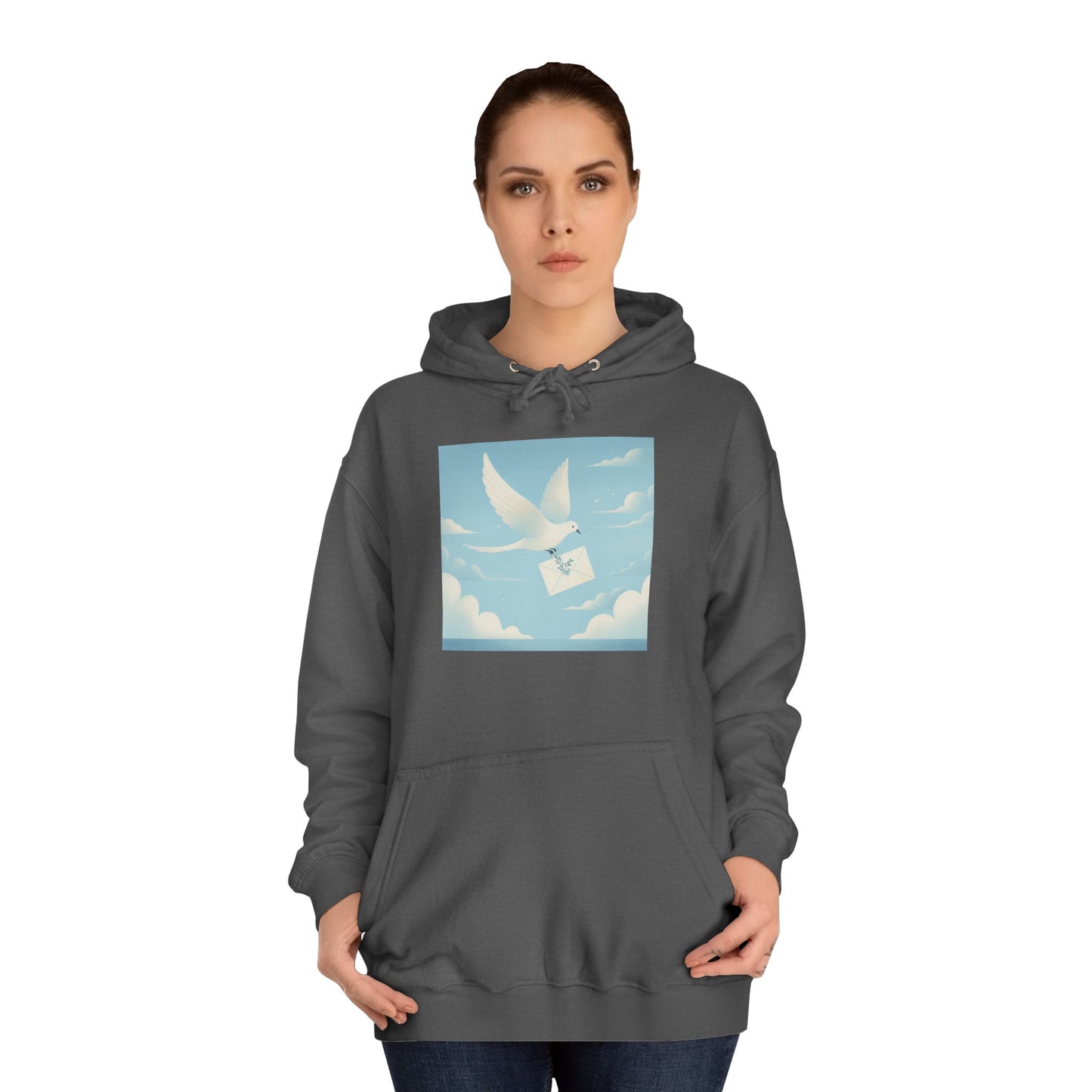 Bird Envelope College Hoodie - Pastel Romantic Minimalistic Design