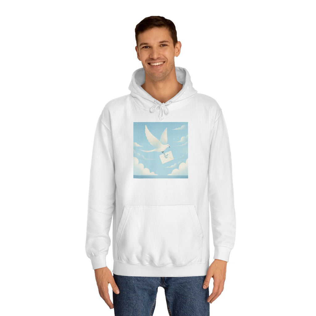Bird Envelope College Hoodie - Pastel Romantic Minimalistic Design