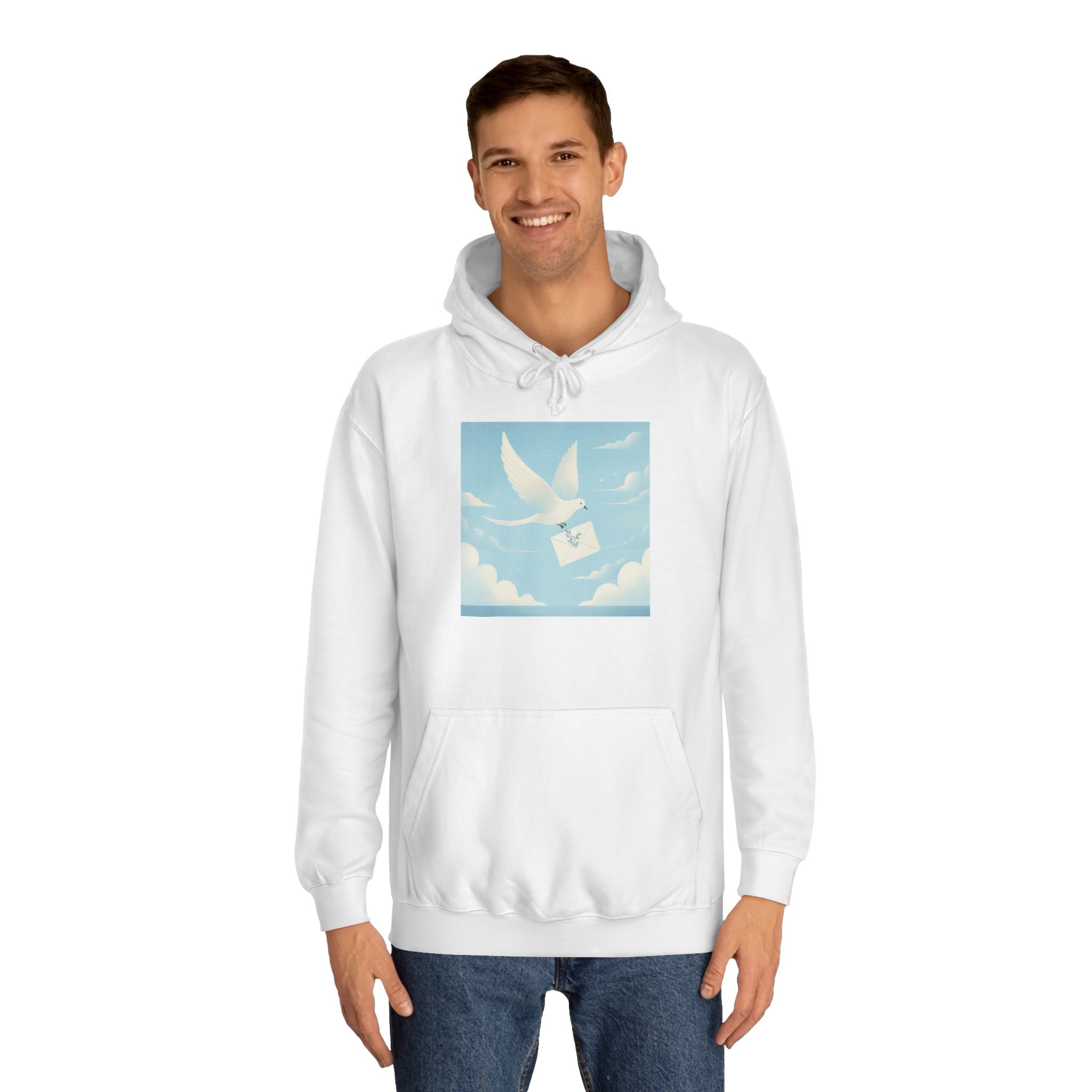 Bird Envelope College Hoodie - Pastel Romantic Minimalistic Design