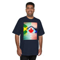 Camiseta alta unisex con diseño dividido jamaicano-canadiense
