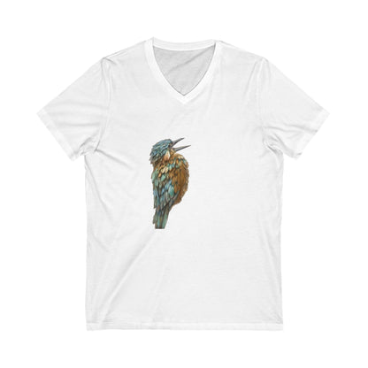 Bird Print Unisex V-Neck Jersey Tee: Canadian Comfort