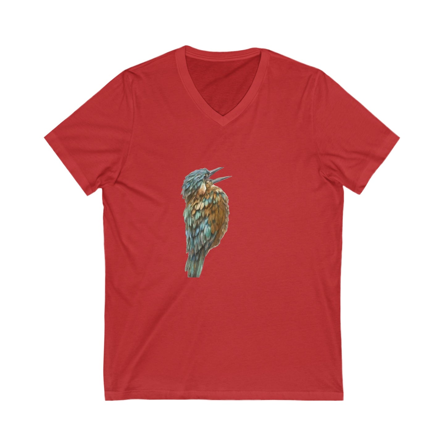 Bird Print Unisex V-Neck Jersey Tee: Canadian Comfort