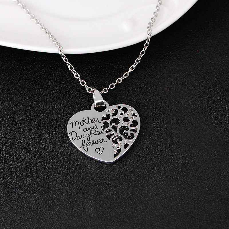 Heart Letter Pendant Necklaces Mother And Daughter Love Forever Hollow Mother's Day Gift Chain Necklace Choker Jewelry