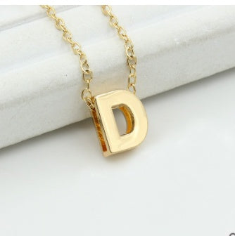 3D Bubble Initial Necklace – Gold Plated A-Z Letter Pendant (Stainless Steel, Dainty Personalized Jewelry)