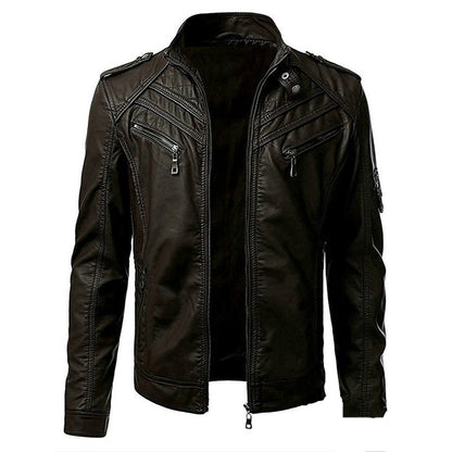 PU Leather Jacket | Slim & Zip-Up Design