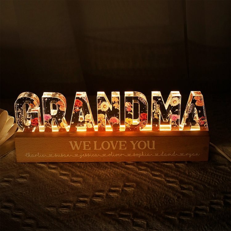 Luz de noche junto a la cama floral luminosa para el día de la madre