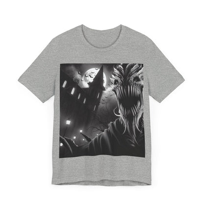 Halloween Creature Unisex Tee with a midnight scene