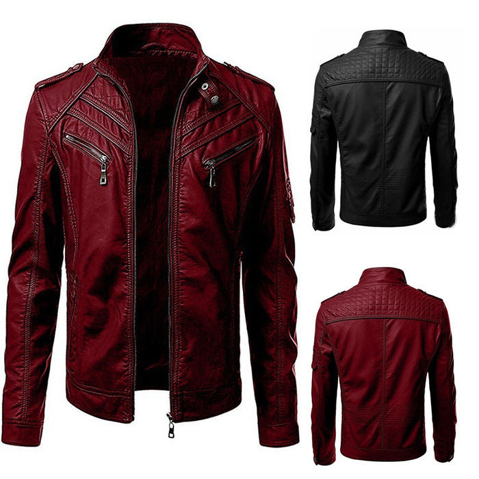 PU Leather Jacket | Slim & Zip-Up Design