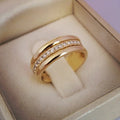 Simple Golden Silver Rhinestones Ring - Copper Plated Fashion Jewellery
