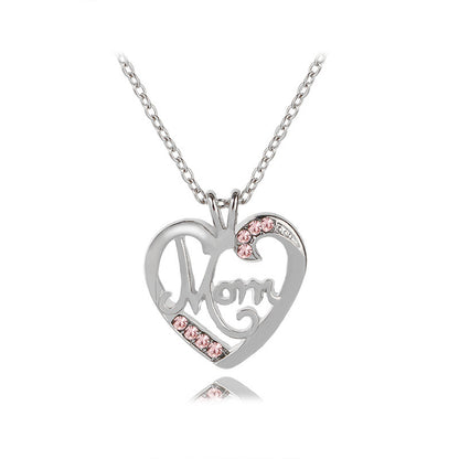 Fashion Mother's Day Gift MOM Love Diamond Pendant Necklace