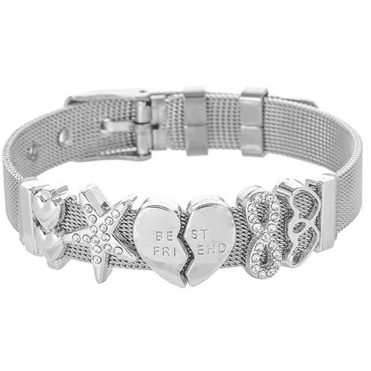 Stainless Steel Watch Chain Bracelet Mothers Day Diamond Crown Letter Bracelet