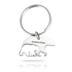 Llavero de acero inoxidable con joyería para el día de la madre, oso de mamá, regalo de madre y oso de Acción de Gracias con revestimiento superficial