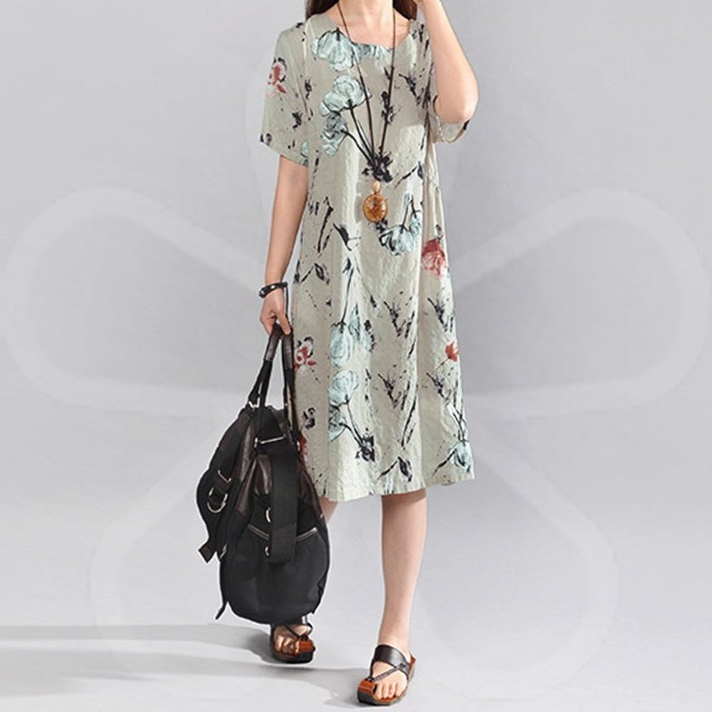 Bohemian Summer Print Loose Floral Dress For Women Dresses