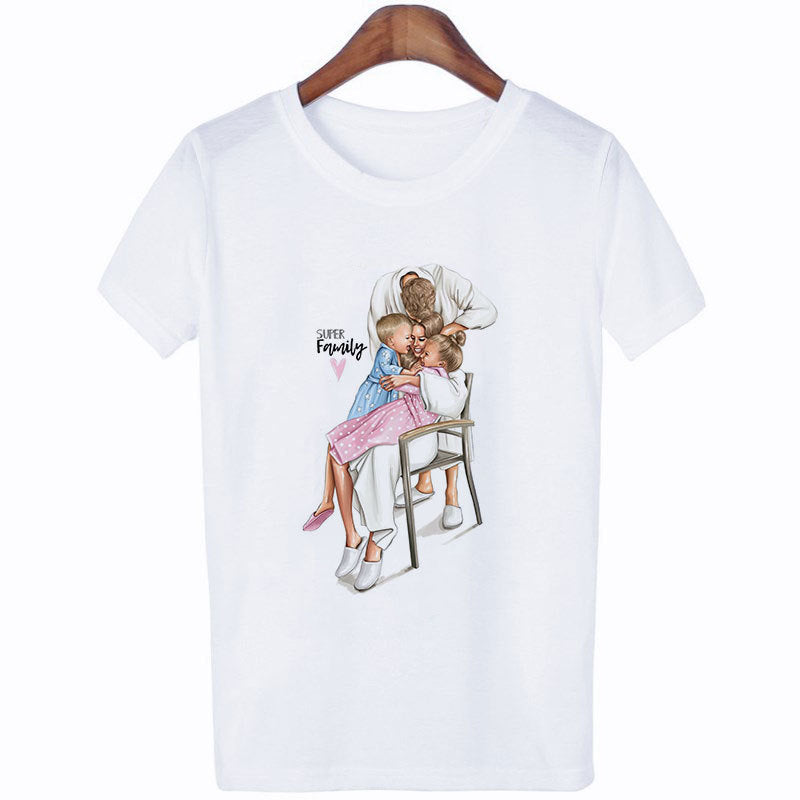 Mother'S Day Theme Ladies Round Neck Short Sleeve