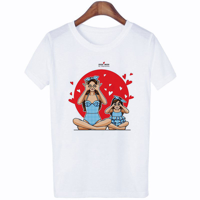 Tema del Día de la Madre Señoras Cuello redondo Manga corta