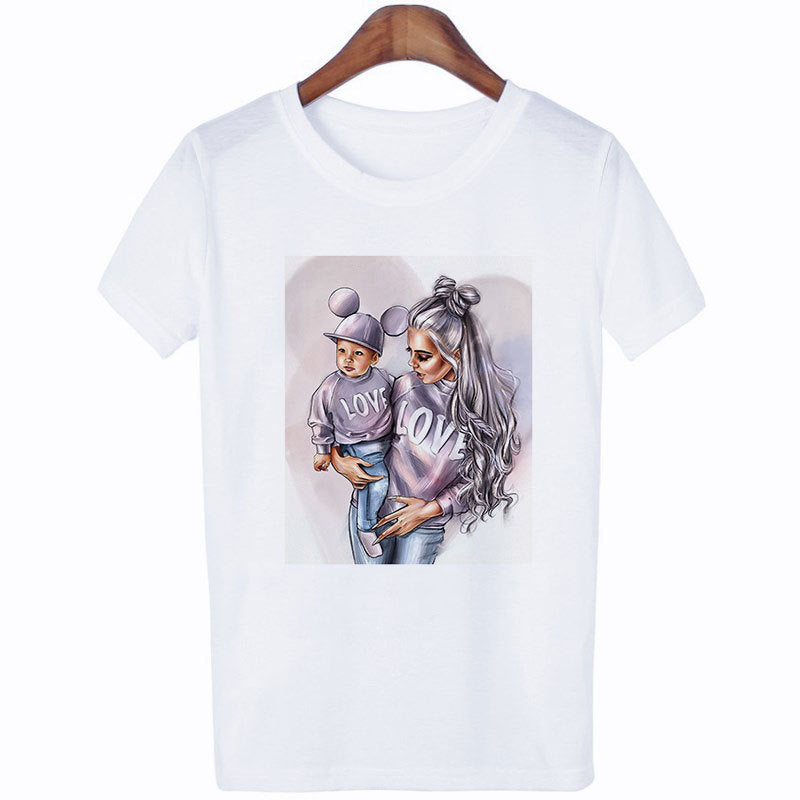 Tema del Día de la Madre Señoras Cuello redondo Manga corta