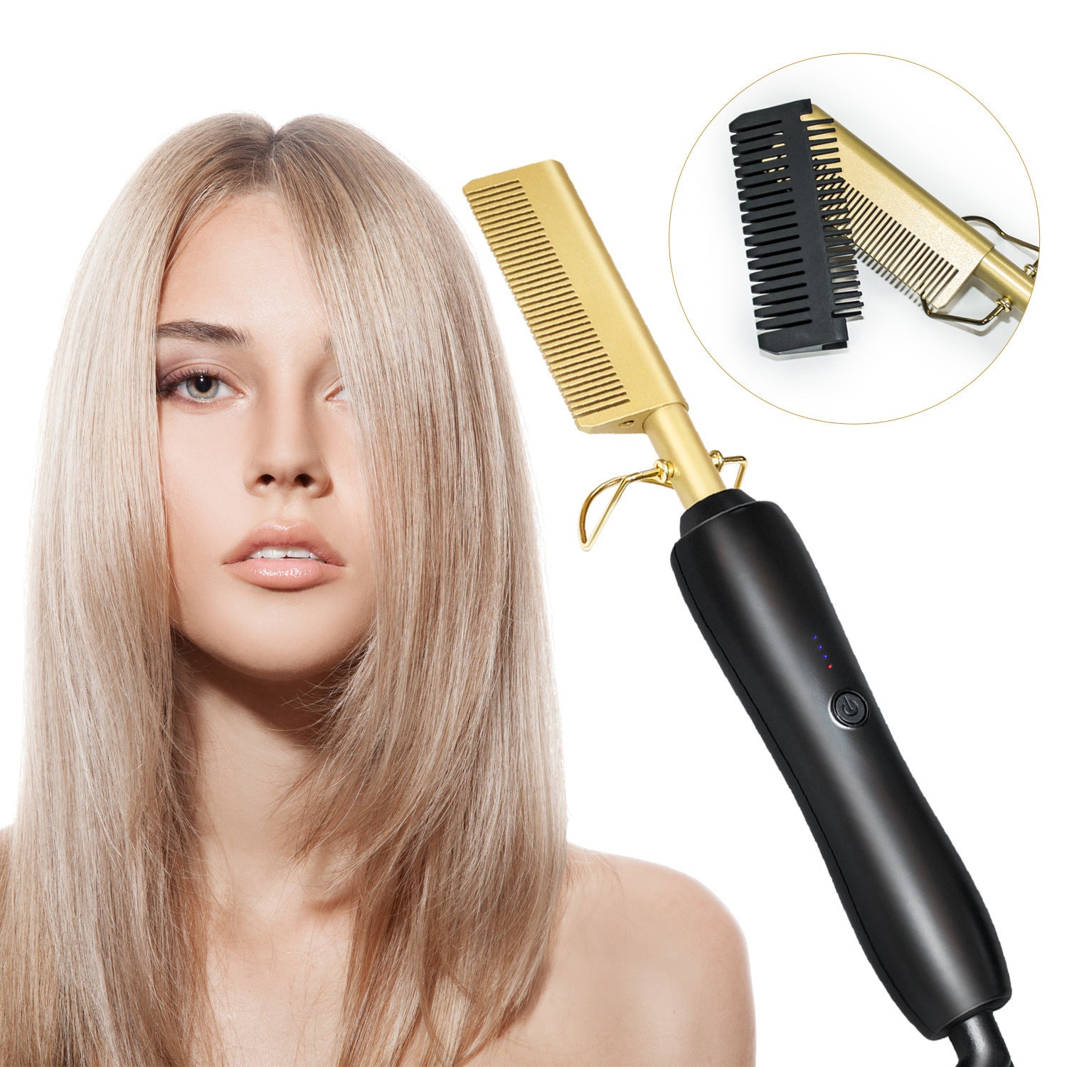 Ceramic Straight Hair Comb] High Temperature Ceramic Multi Functional Straight Hair Comb - Copper Straightener | Gifts for Women