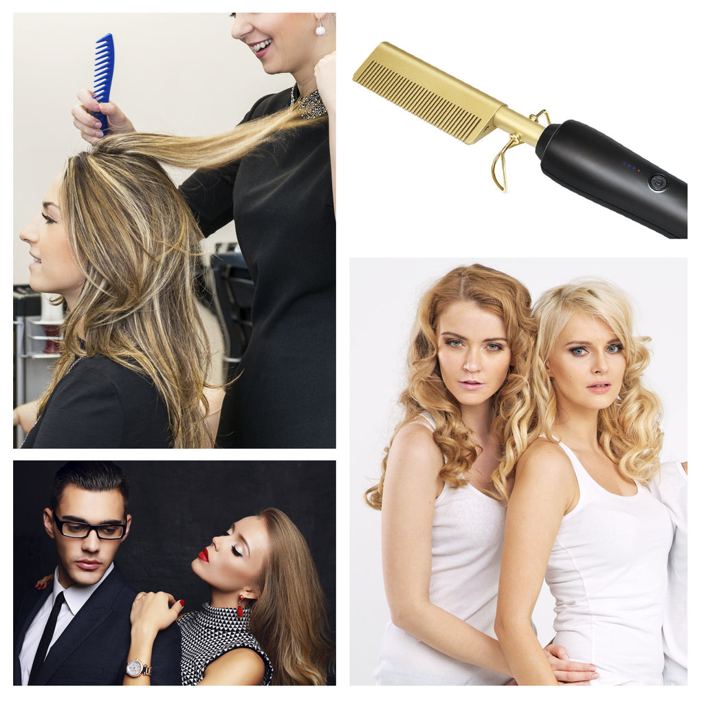 Ceramic Straight Hair Comb] High Temperature Ceramic Multi Functional Straight Hair Comb - Copper Straightener | Gifts for Women