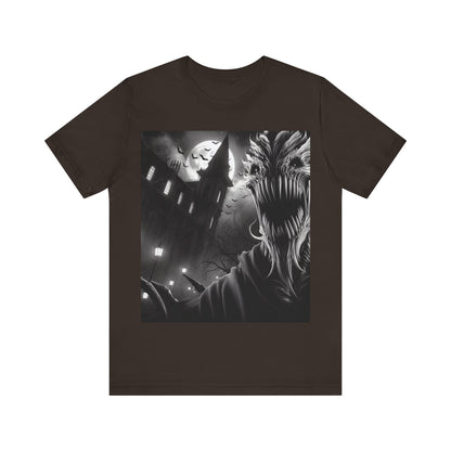 Halloween Creature Unisex Tee with a midnight scene