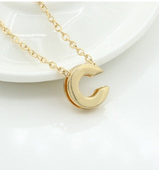 3D Bubble Initial Necklace – Gold Plated A-Z Letter Pendant (Stainless Steel, Dainty Personalized Jewelry)
