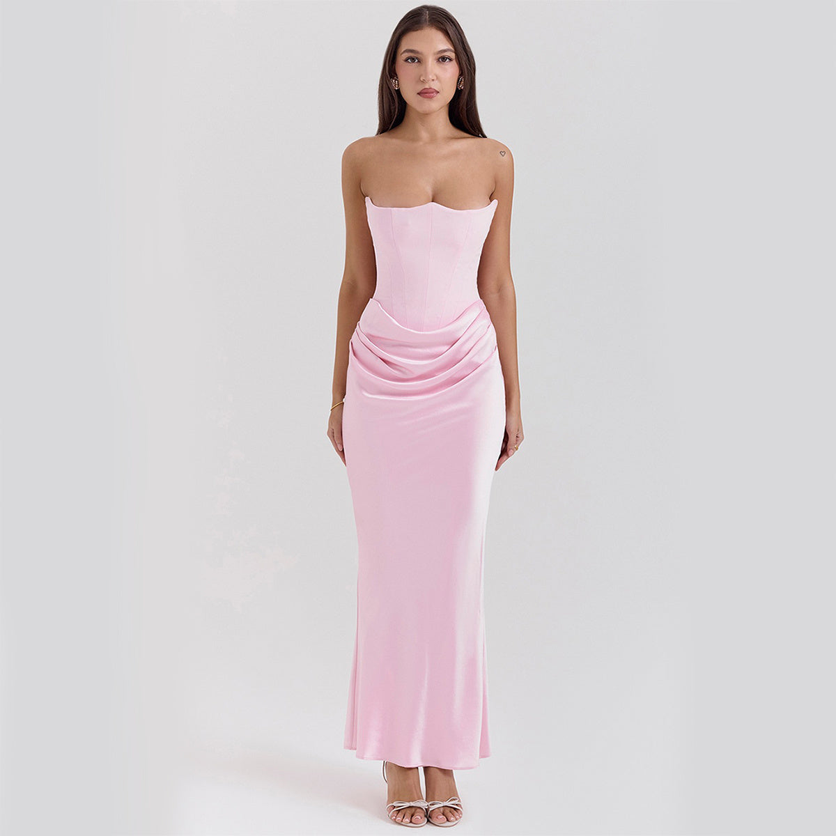 Sexy Slim Tube Top Long Dress – Backless Bandeau Evening Wear