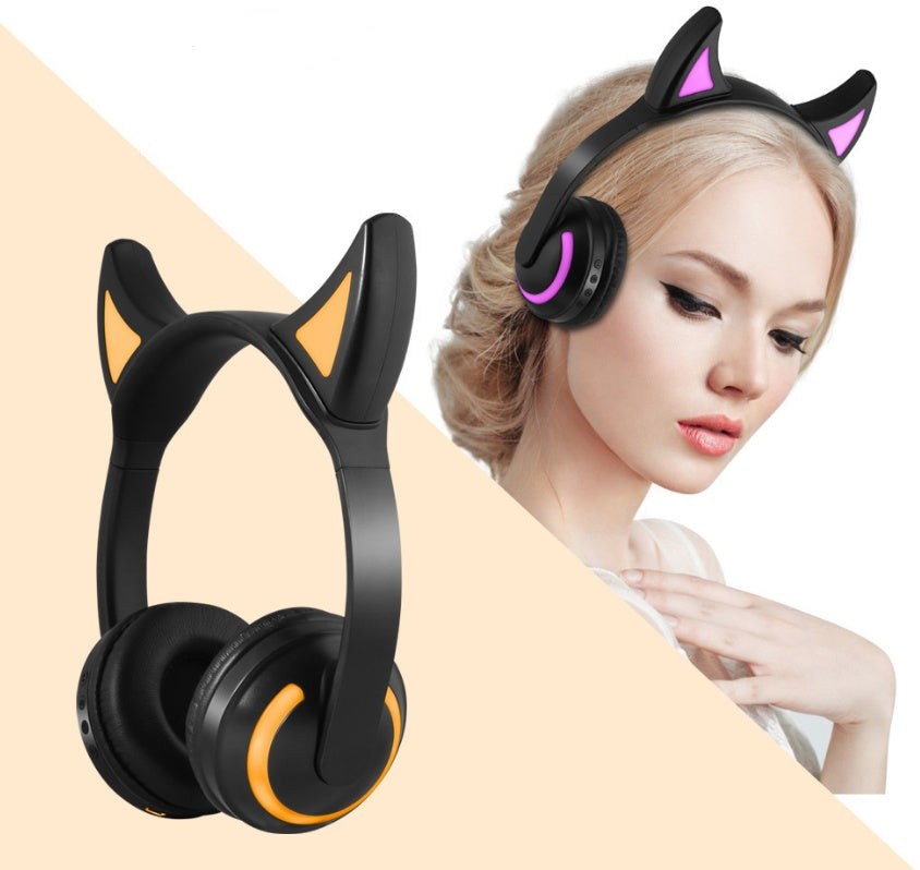 Wireless Cat Ear Headphones with Noise Reduction & LED Light