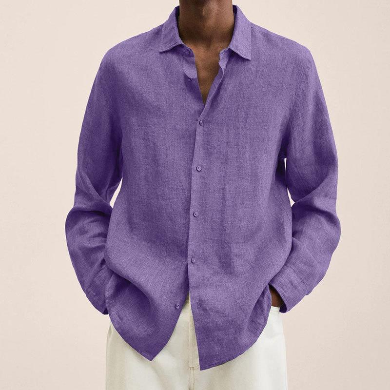 Camisa de solapa de manga larga para hombre, cárdigan con botones sueltos, camiseta, Top, ropa para hombre
