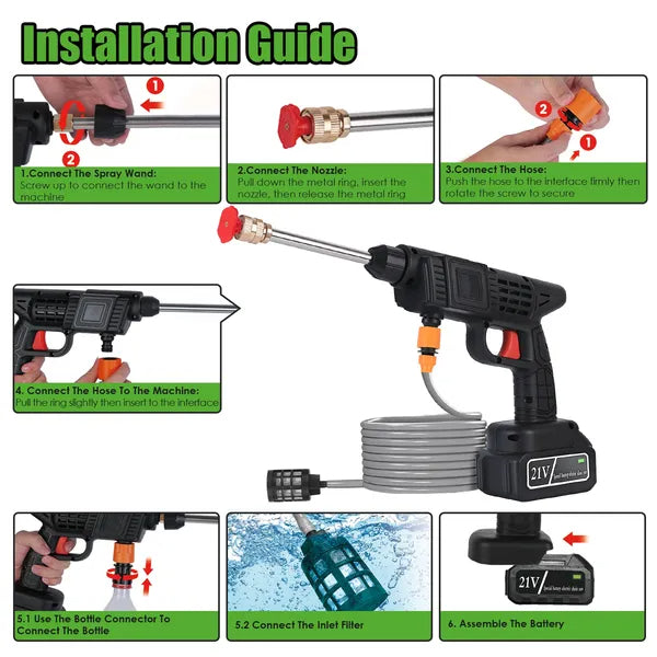 M2K Luxe 21V Cordless Pressure Washer | 400 PSI Complete Kit | 2 Batteries + Foam Cannon