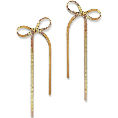 Trendy Ribbon Bow Earrings | 18k Gold Plated