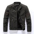 Men's Vintage Motorcycle Leather Jacket - Quilted Biker Style with Multiple Zippers