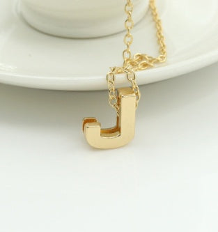 3D Bubble Initial Necklace – Gold Plated A-Z Letter Pendant (Stainless Steel, Dainty Personalized Jewelry)