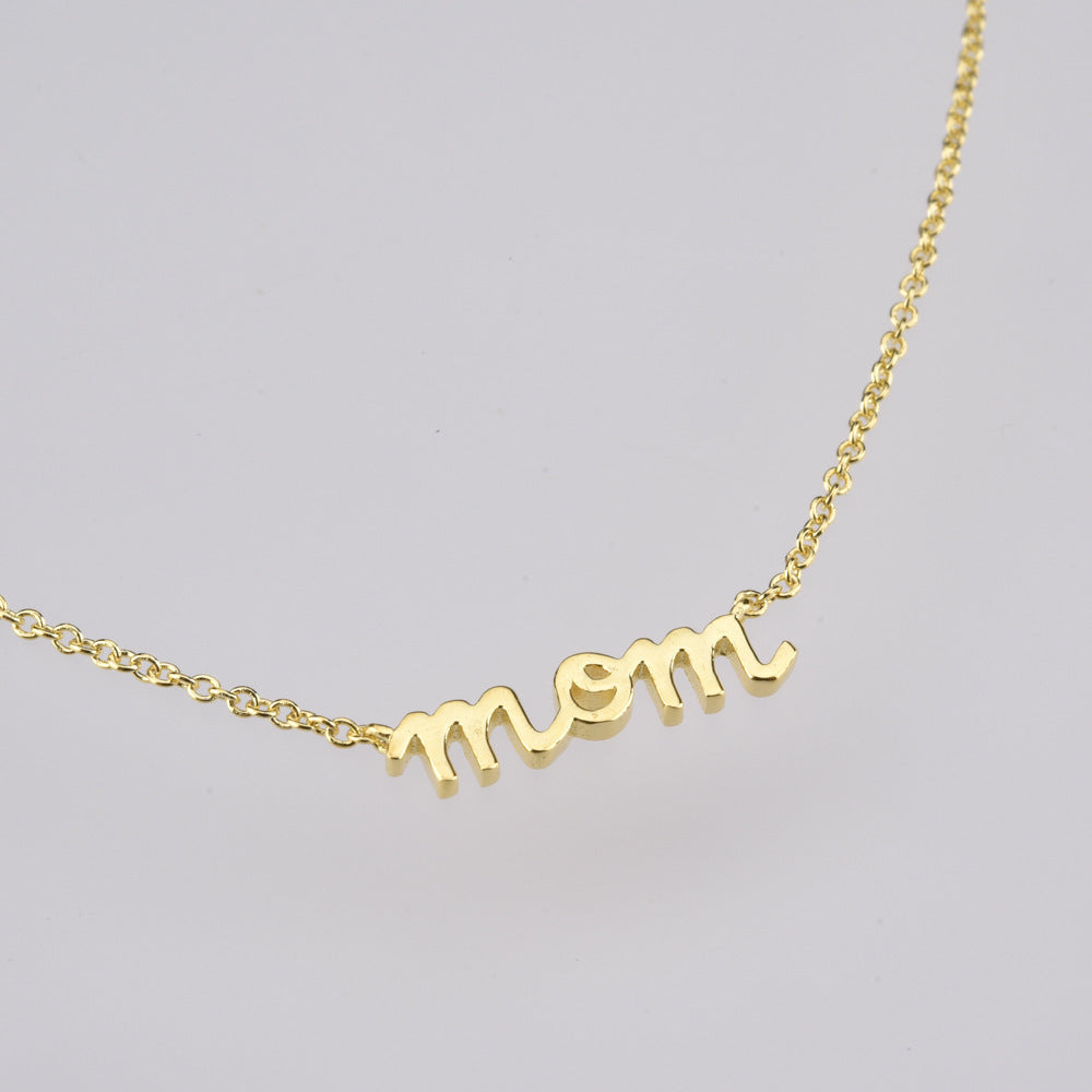 Sterling Silver Letter MOM Mother's Day Pendant Necklace