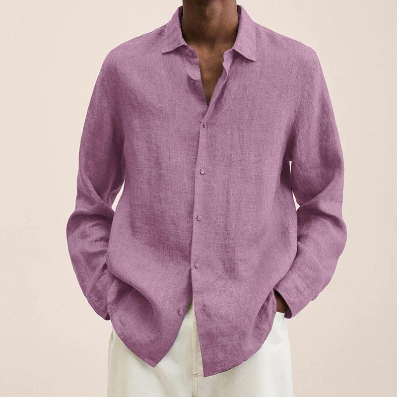 Camisa de solapa de manga larga para hombre, cárdigan con botones sueltos, camiseta, Top, ropa para hombre