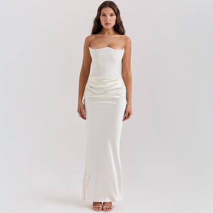 Sexy Slim Tube Top Long Dress – Backless Bandeau Evening Wear