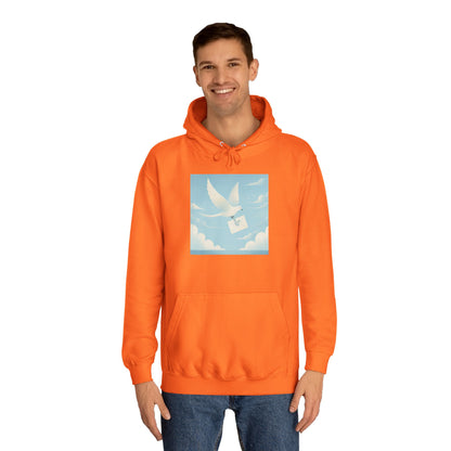 Bird Envelope College Hoodie - Pastel Romantic Minimalistic Design