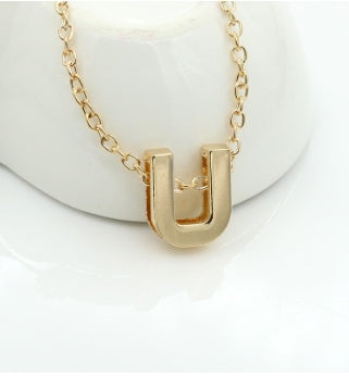 3D Bubble Initial Necklace – Gold Plated A-Z Letter Pendant (Stainless Steel, Dainty Personalized Jewelry)