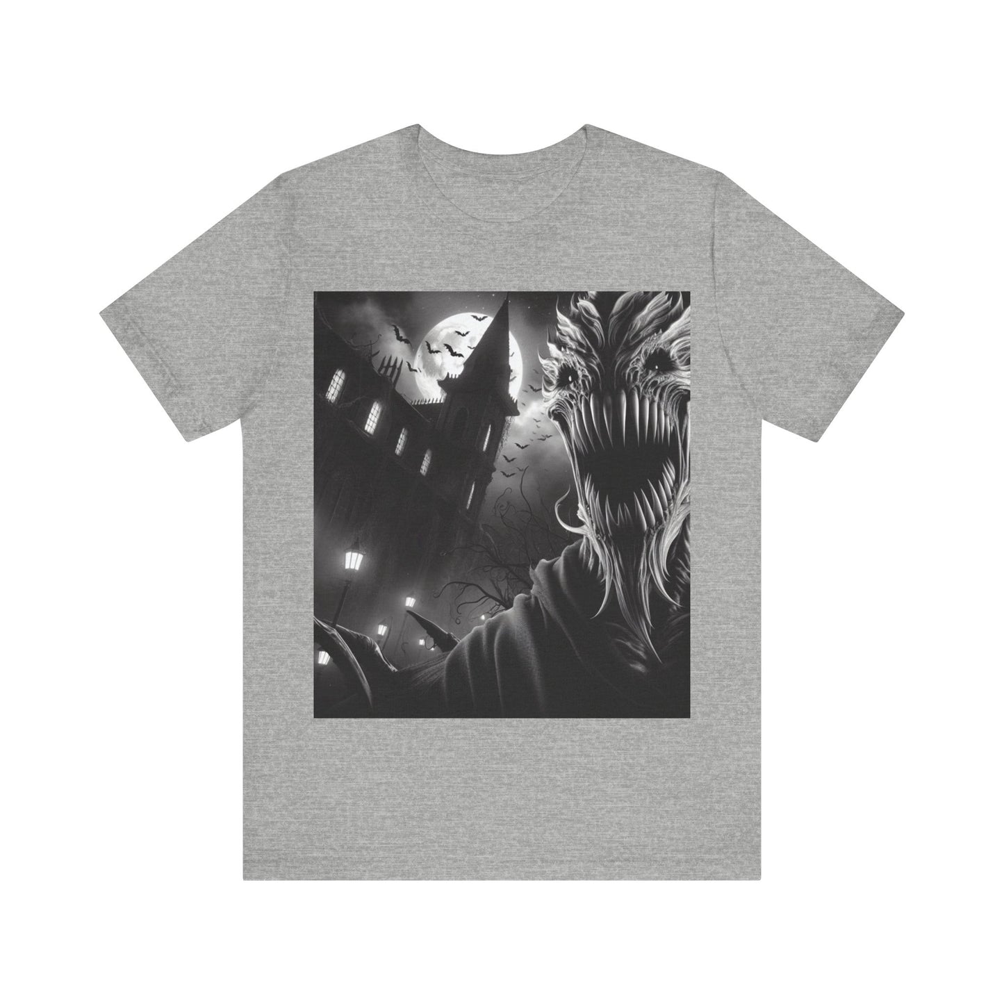 Halloween Creature Unisex Tee with a midnight scene