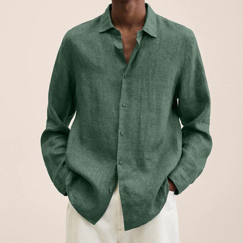 Camisa de solapa de manga larga para hombre, cárdigan con botones sueltos, camiseta, Top, ropa para hombre