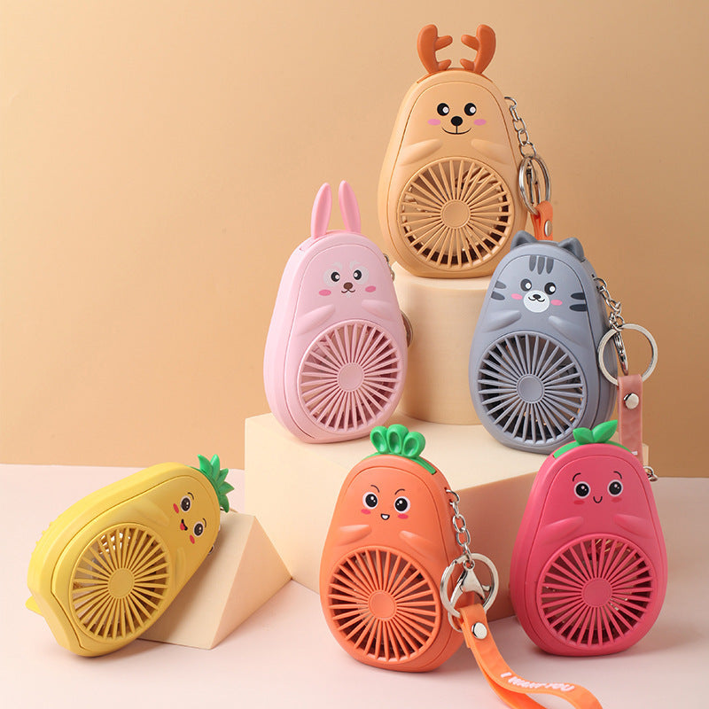 Cartoon Keychain Cute Fruit USB Charging Mini Fan
