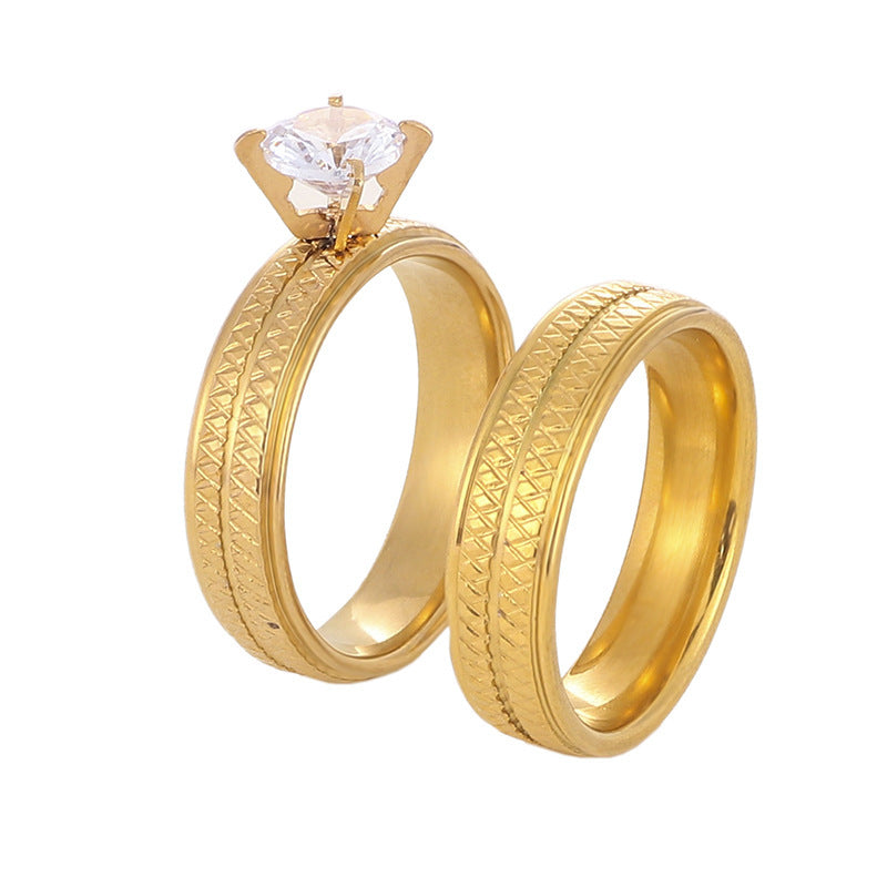 Elegant Gold Stainless Steel Rings – Fashion Jewelry Set for Women (2pcs)