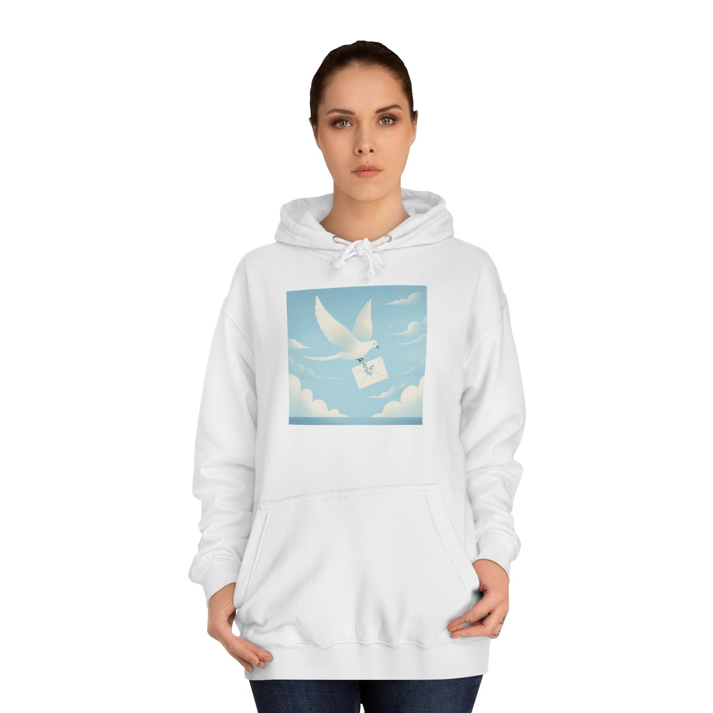 Bird Envelope College Hoodie - Pastel Romantic Minimalistic Design