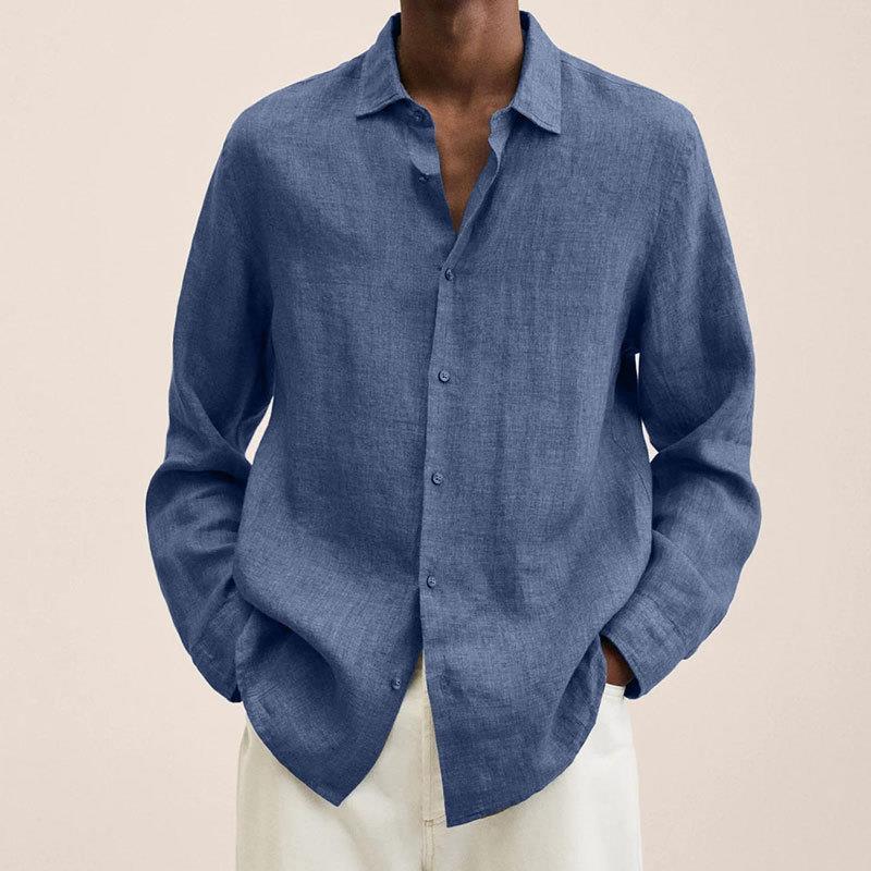 Camisa de solapa de manga larga para hombre, cárdigan con botones sueltos, camiseta, Top, ropa para hombre