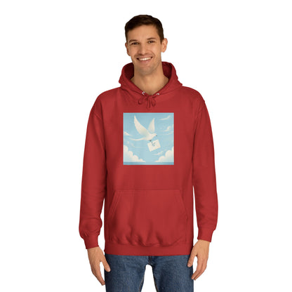 Bird Envelope College Hoodie - Pastel Romantic Minimalistic Design