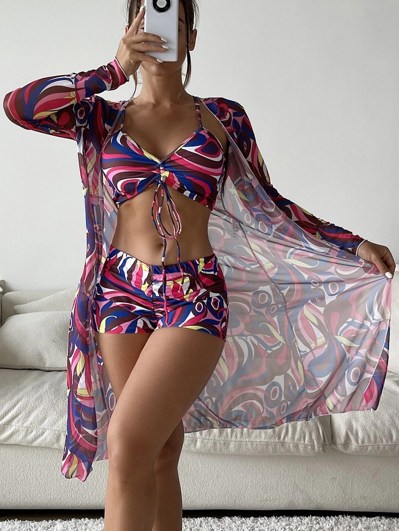 M2kTrends Affordable 3pcs Bikini & Sleeve Cardigan Set Women