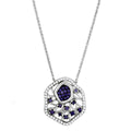 Rhodium + Ruthenium Brass Necklace with AAA Grade CZ in Amethyst