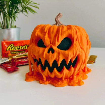 Melting Halloween Pumpkin Candy Bowl with Lid | Reusable Spooky Food Display