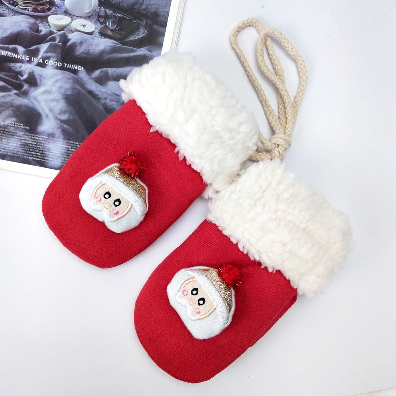 Plush thickened Christmas gloves